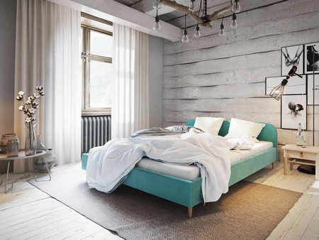Ivrea 180x200 blau gepolstertes Bett mit Kopfteil im modernen Stil ideal für Schlafzimmer