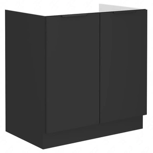 Küchenschrank unter Spüle Schwarz 80 ZL 2F BB Metallrand Griffe Feuchtigkeit und Beschädigung beständig Schrank