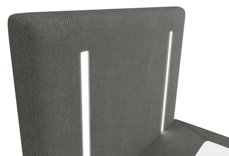 Boxspringbett Norco 90x200 grau stilvolles Bett mit Bettzeug Lagerung Beleuchtung im Kopfteil fügt eine einzigartige Note