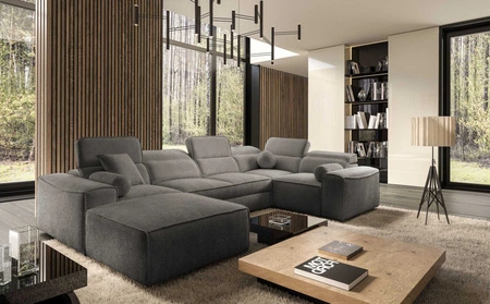 Ecksofa mit Schlaffunktion Viano IV grau links Designer Ecksofa ideal geeignet für moderne Wohneinrichtungen