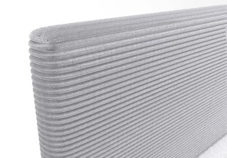 Boxspringbett Totti 140x200 grau Esche stilvolles Bett mit Bettzeug Lagerung dreidimensional gestreiften Stoff