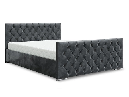 Polsterbett Viamao 160x200 in Graphit mit Staukasten im modernen skandinavischen Stil mit gestepptem Kopf- und Fußteil