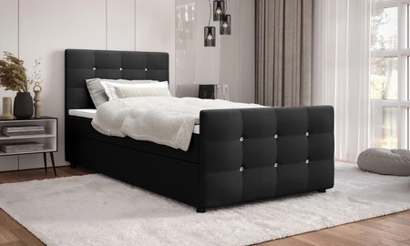 Boxspringbett Kansas 100x200 schwarzes Bett im modernen skandinavischen Stil mit gepolstertem Kopf- und Fußteil