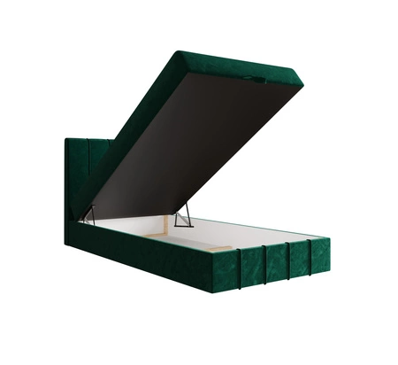 Boxspringbett Casey 120x200 flaschengrün im modernen skandinavischen Stil mit gepolstertem Kopfteil Bett mit Staukasten