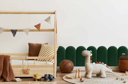 Wally gepolstertes Paneel 30x60 cm Flasche grün stilvolles Wandpaneel Zaun Veloursstoff modisches Finish für jede Einrichtung