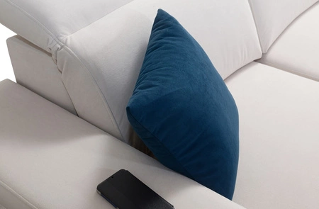 Ecksofa mit Schlaffunktion Kelly Sleek hellbraun rechtsseitig kariert bequemes und funktionelles Ecksofa für Wohnzimmer