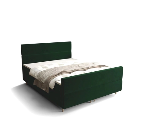 Boxspringbett Benet 140x200 Flaschengrün moderner skandinavischer Stil mit charakteristischem Kopfteil und Fußteil Kontinentale Bett