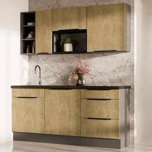 Küchenmöbel Set Corsico 180 cm elegante Küchenschränke in trendigen und natürlichen Farben ideales Set für eine kleine Küche