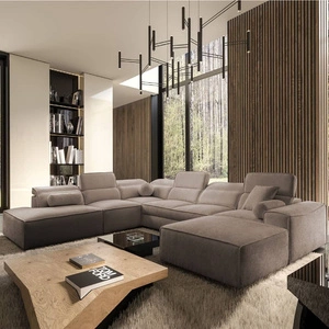 Ecksofa mit Schlaffunktion Viano X hellbraun rechts Design Ecksofa für Wohnzimmer im modernen Stil verstellbare Kopfstützen