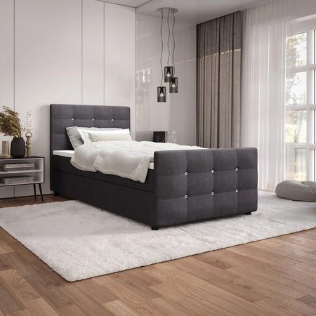 Boxspringbett Kansas 100x200 graphit Bett im modernen skandinavischen Stil mit gepolstertem Kopf- und Fußteil