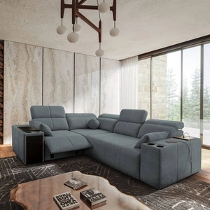 Ecksofa mit Schlaffunktion Tesalia II Lux grau links komfortables Ecksofa mit verschiebbarer Rückenlehne und ausziehbarer Fußstütze