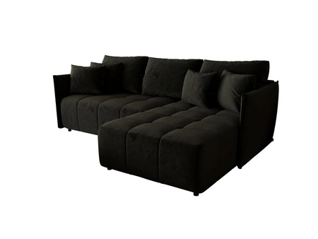 Ecksofa mit Schlaffunktion Oroso gafit rechte Seite weicher Samtstoff mit hydrophober Beschichtung Bettzeugbehälter