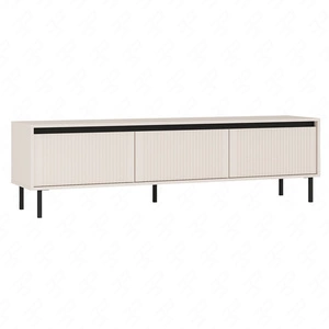 RTV-Schrank Osaka 179 cm beige/schwarz in trendigen Farben ideal für japanische Innenräume geschmackvolle geriffelte Front