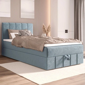 Boxspringbett Casey 100x200 türkis im modernen skandinavischen Stil mit gepolstertem Kopfteil Bett mit Staukasten