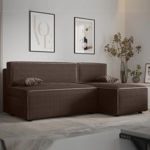 Ecksofa mit Schlaffunktion Brandon braun rechte Ecke dreidimensionaler Stoff mit ausdrucksstarkem Streifen Bettkasten