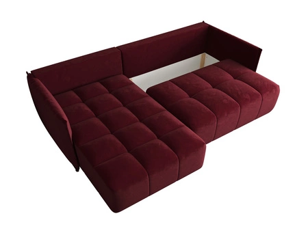 Sofabett Oroso kastanienbraun links weicher Samtstoff mit hydrophober Beschichtung Bettzeugbehälter