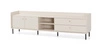 TV Schrank Ferdi 210 cm sandbeige minimalistisches Design Schrank mit Schubladen elegante goldene Griffe und hohe Top-Ränder