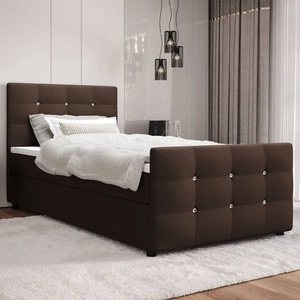 Boxspringbett Kansas 90x200 braun Bett im modernen skandinavischen Stil mit gepolstertem Kopf- und Fußteil