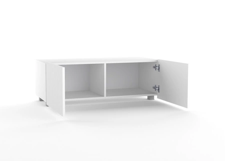 RTV Schrank Colder 100 cm weiß mit Möglichkeit der Aufhängung stilvolle geriffelte Front elegante Form der Möbel im modernen Stil