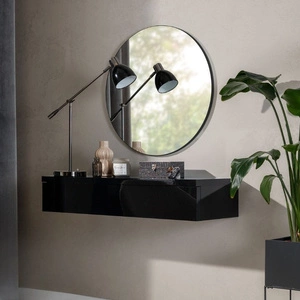 Toilette Navene 100 cm glänzend schwarz funktionelles und vielseitiges Accessoire erleichtert die Organisation von Kosmetika und Schmuckstücken stilvoller Schminktisch mit Spiegel