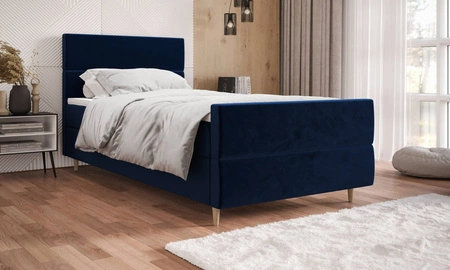 Boxspringbett Benet 100x200 dunkelblau Bett im modernen skandinavischen Stil mit gepolstertem Kopf- und Fußteil Bett mit Staukasten