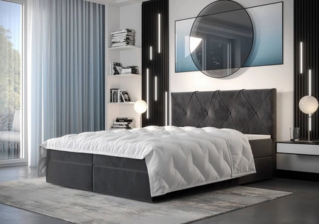 Boxspringbett Arvada 160x200 grau Bett im modernen skandinavischen Stil mit gepolstertem Kopfteil