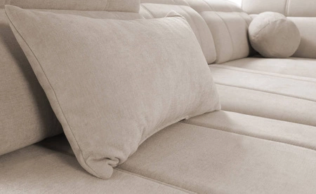 Ecksofa mit Schlaffunktion Cetara III graubraun rechtshändig ergonomisches Ecksofa mit verschiebbarer Rückenlehne und verstellbaren Kopfstützen