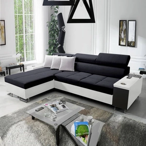 Ecksofa mit Schlaffunktion Dafni Schwarz/Weiß linksseitig geflochten bietet Komfort und Funktionalität während der täglichen Erholung