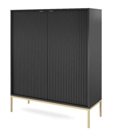 Kommode Lovro 104 cm schwarz modernes Design Kommode mit Gold-Accessoires bereichert wird Liebhaber der expressiven Interieur begeistern