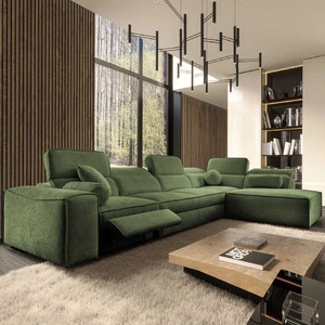 Ecksofa mit Schlaffunktion Viano XI Lux grün rechtsseitiges Design-Ecksofa mit ausziehbarem Fußteil und Bettzeugstaufach