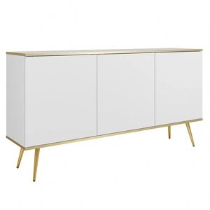 Kommode Luxury 160 cm weiß elegantes Design Korpus mit goldenen trim Kommode auf hohen Metallbeinen unterstützt