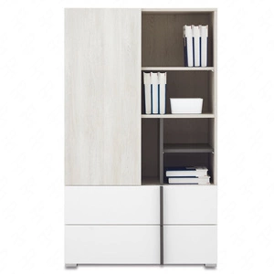 Bücherregal Remona 80 cm Eiche wilton weiß / weißes Bücherregal mit Schubladen für Jugendzimmer modernes Design