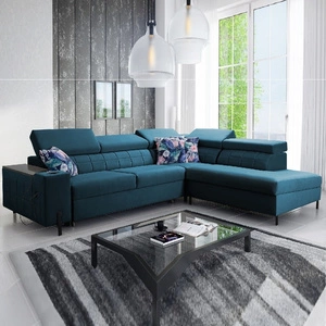 Ecksofa mit Schlaffunktion Belvi III türkis rechts bequemes und elegantes Ecksofa für das Wohnzimmer mit praktischem Stauraum an der Seite