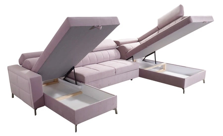 Ecksofa mit Schlaffunktion Nausa VI graphit links stilvolles Ecksofa für das Wohnzimmer mit komfortabler Verarbeitung weichen Samtstoffes