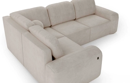Ecksofa mit Schlaffunktion Arbon II beige linke Seite stilvolles Design ausgeprägte runde Form Bettkasten