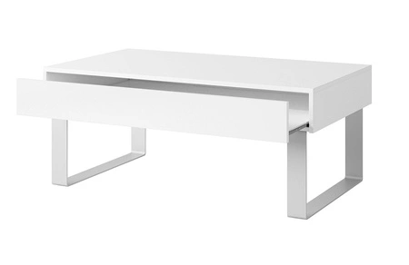 Apulia Couchtisch 100 cm weiß mit Schublade einzigartiges Design einfache Konstruktion auslaufsichere Platte