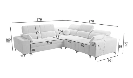 Ecksofa mit Schlaffunktion Penejos III Lachs rechts äußerst bequemes und praktisches Ecksofa für das Wohnzimmer zwei Container für Bettzeug