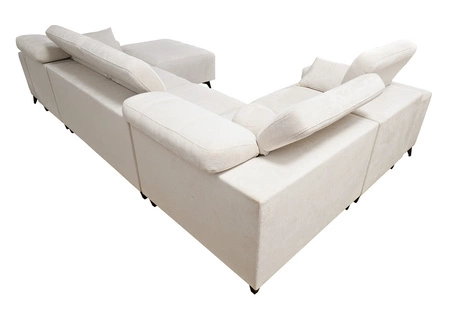 Ecksofa mit Schlaffunktion Penejos IV creme rechts stilvolles Ecksofa mit zwei Bettkästen strapazierfähiger Stoff