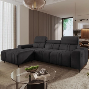 Ecksofa mit Schlaffunktion Castel graphit linke Ecke komfortables und stilvolles Schlafsofa mit Bettzeugcontainer