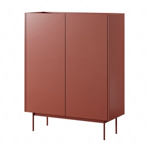 Vellore 97 cm hohe Kommode Ziegelstein elegante Kommode mit abgesenkter Platte in Eiche schattiert Metallbeine grifflose Fronten