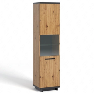 Simi 50 cm Schrank Eiche artisan / schwarz minimalistisches Design klassische Form ideale Kommode für Wohnzimmer oder Sitzungssaal