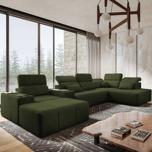 Ecksofa mit Schlaffunktion Tesalia V grün links komfortables Ecksofa mit Schublade und Schiebefunktion der Rückenlehne