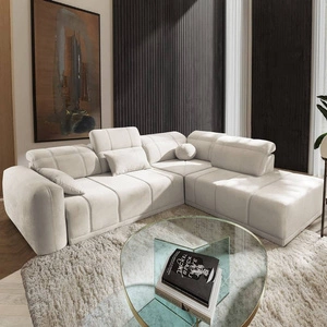 Ecksofa mit Schlaffunktion Cetara VII creme rechts Hochwertiges Ecksofa für den Wohnbereich mit bequemer Schiebelehne