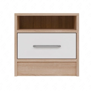 Nachttisch mit Schublade Caspe helle Eiche sonoma / weiß ist ein funktionelles Möbelstück in einem zeitlosen Design idealer Nachttisch für das Schlafzimmer