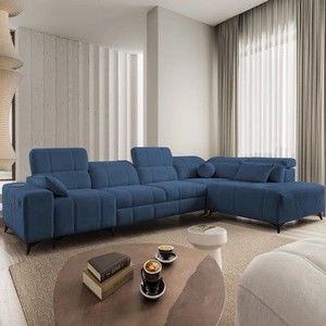 Ecksofa mit Schlaffunktion Penejos XI blau rechts bequemes Ecksofa mit verstellbaren Kopfstützen und zwei Bettkästen