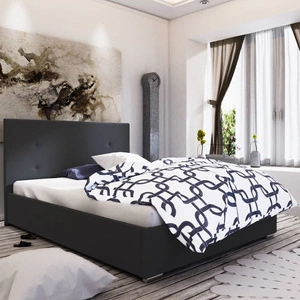 Reus gepolstertes Bett 160x200 schwarz mit modernem Kopfteil ideal für Schlafzimmer