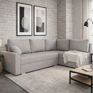 Ecksofa mit Schlaffunktion Nofi dunkelbeige rechts Seite modernes Design schlichter und stilvoller Korpus, der sich in jede Inneneinrichtung einfügt