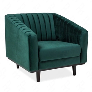 Asprey Sessel grün funktional und modern Eimer Stuhl bequem beim Entspannen Holzbeine zarte Nähte der Rückenlehne