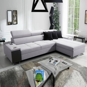 Ecksofa mit Schlaffunktion Dafni Grau-Popiel rechtsseitig geflochten bietet Komfort und Funktionalität während der täglichen Erholung