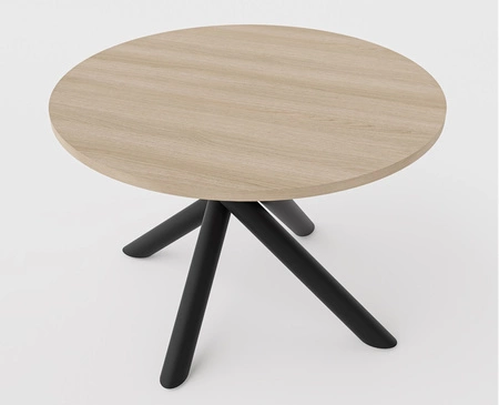 Runder Tisch Lyon 110 cm Eiche lindberg / schwarz Designer-Esstisch auf Metallspinnenbeinen höhenverstellbar